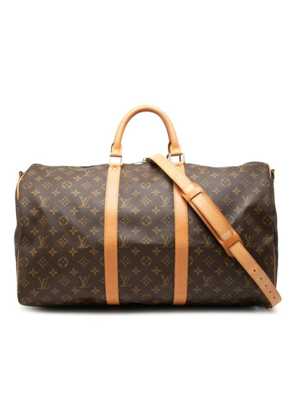Louis Vuitton Monogram Keepall Bandouliere 50 Boston Bag 2-Way Brown Leather